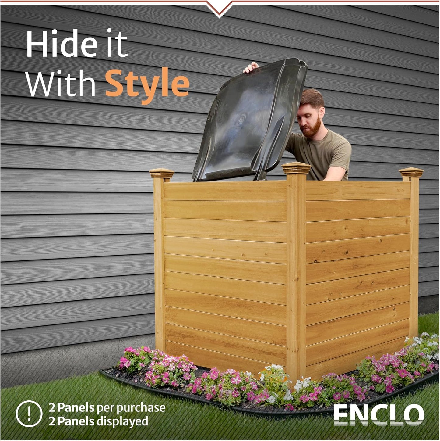 Cerca de madera 4x4ft 2 paneles privacidad al aire libre