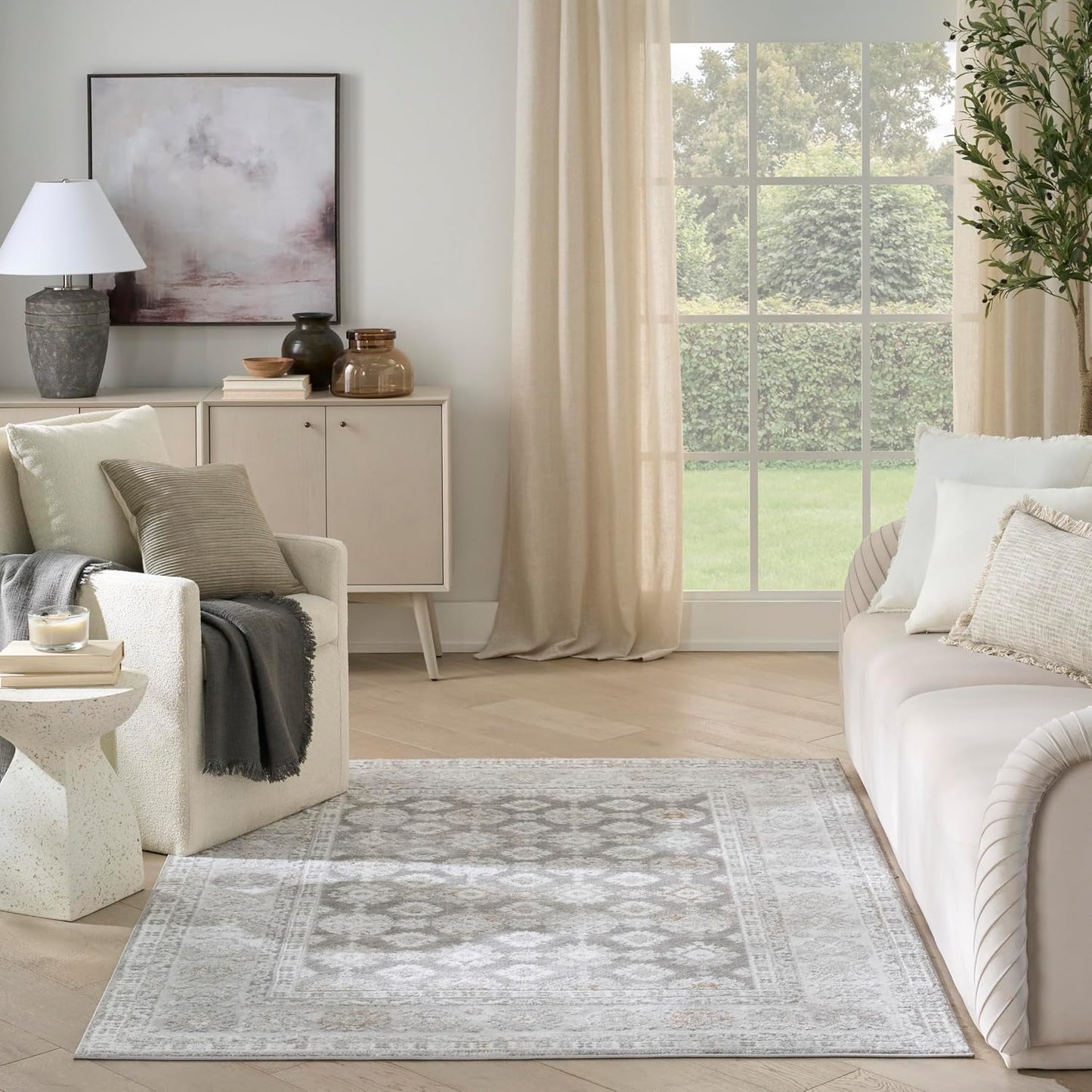 Alfombra gris 5x7ft para dormitorio sala comedor