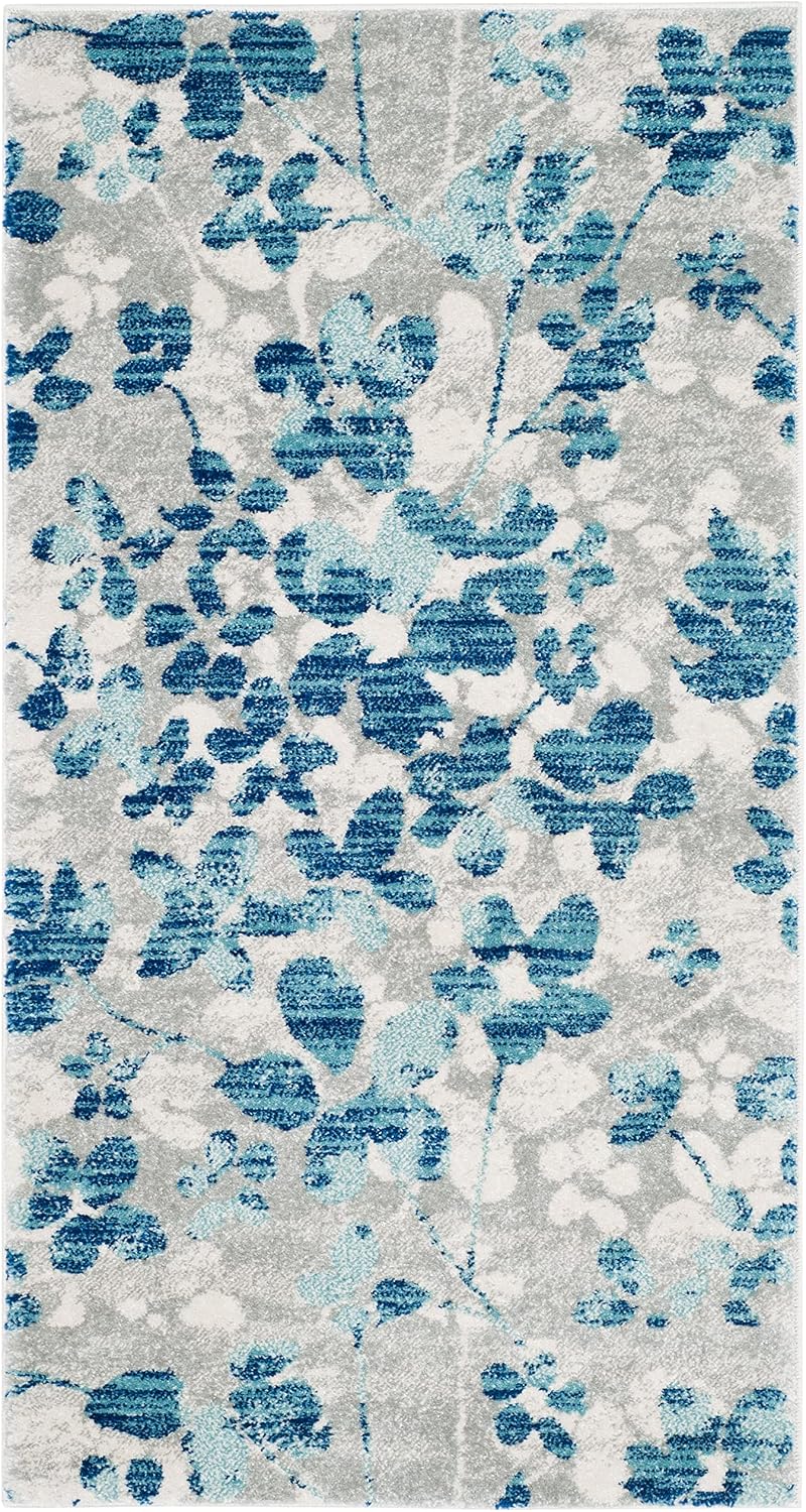 Alfombra acento sala dormitorio 2'2x4' gris/azul claro