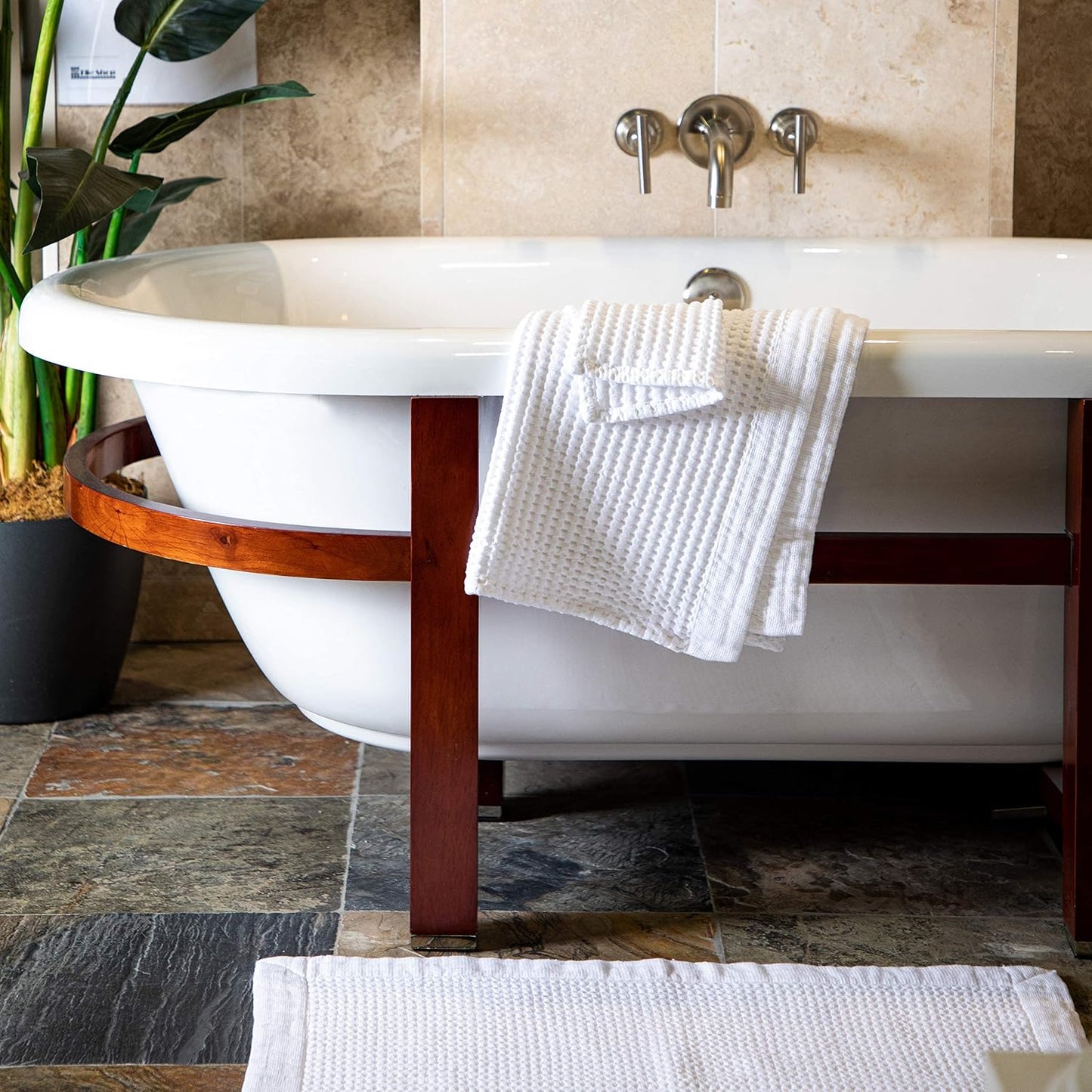 Alfombra baño algodón secado rápido estilo moderno blanco