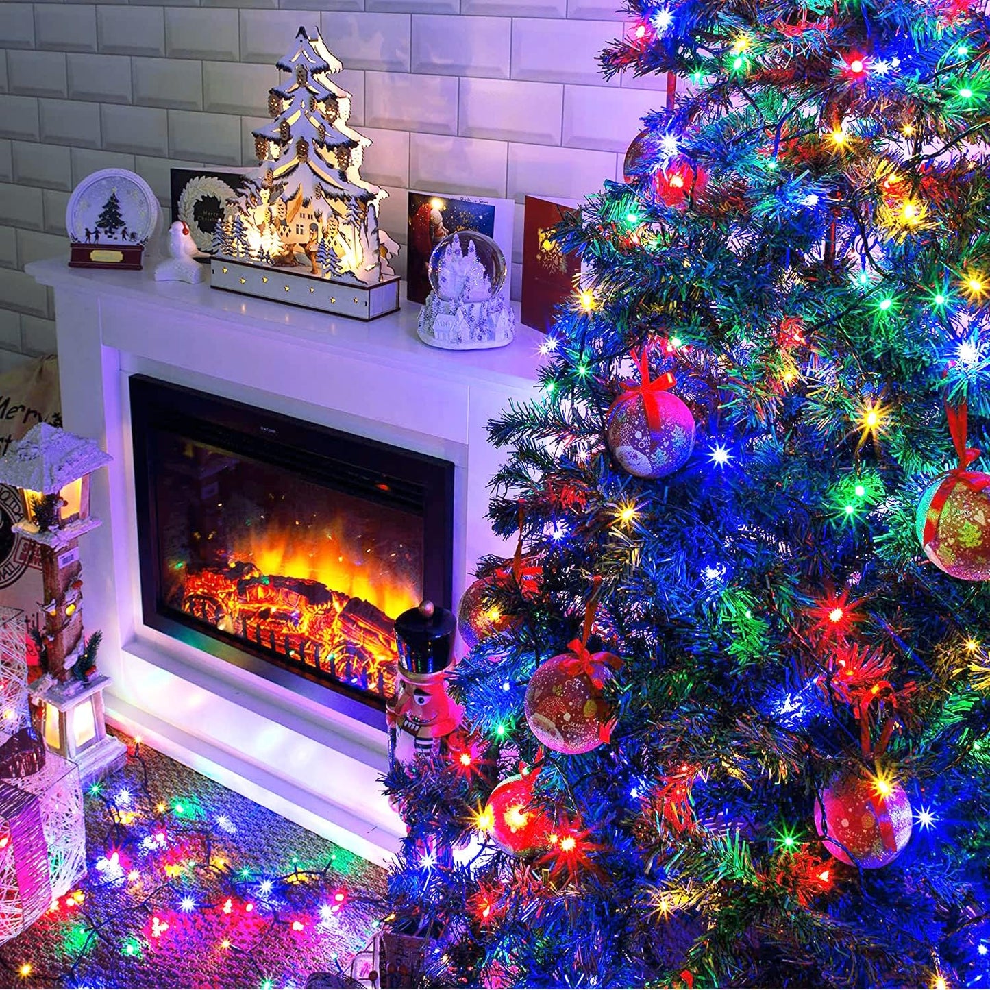 Luces navidad 250 LED 8 modos 91.5pies cable verde impermeables