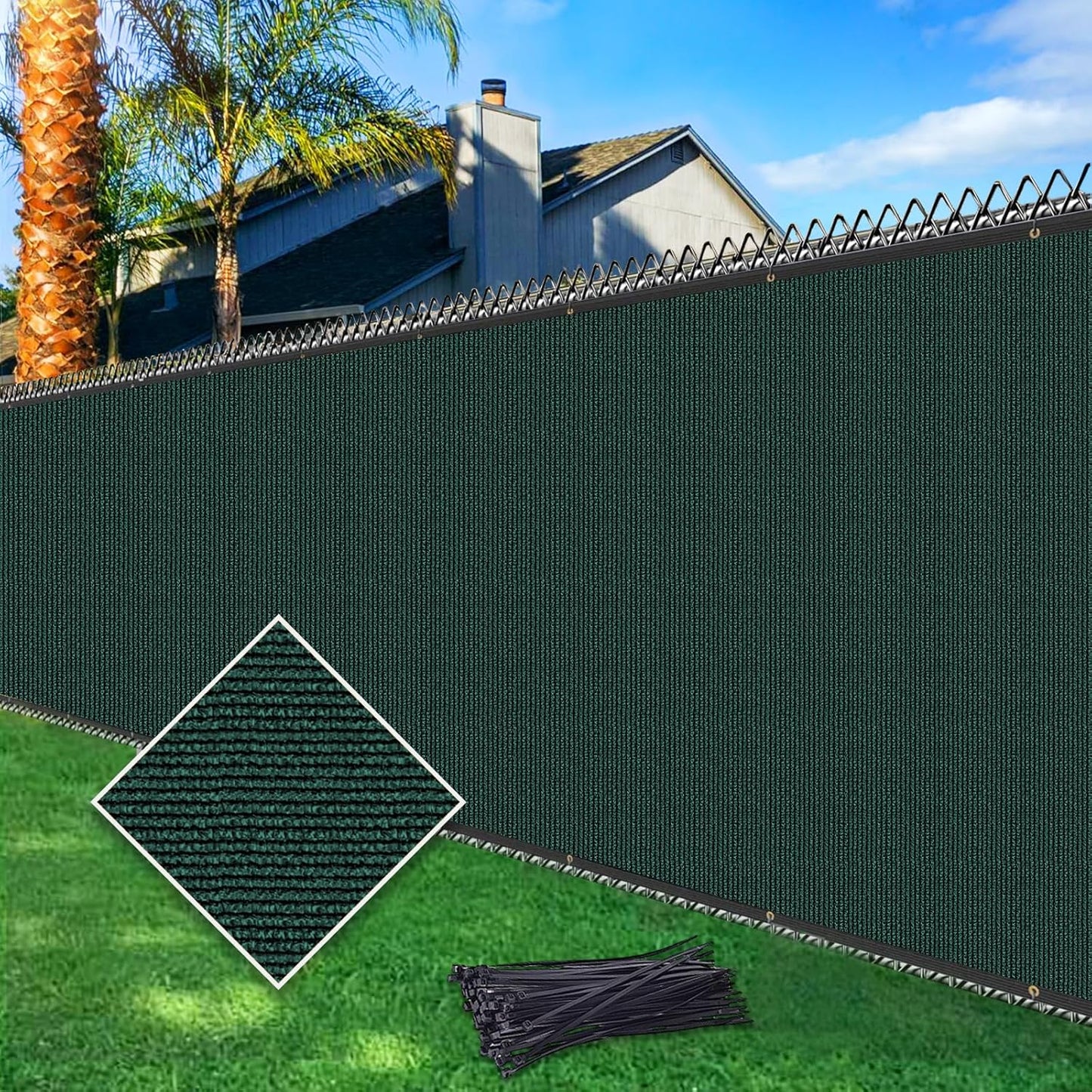 Malla privacidad valla 3x10ft tela resistente verde oscuro