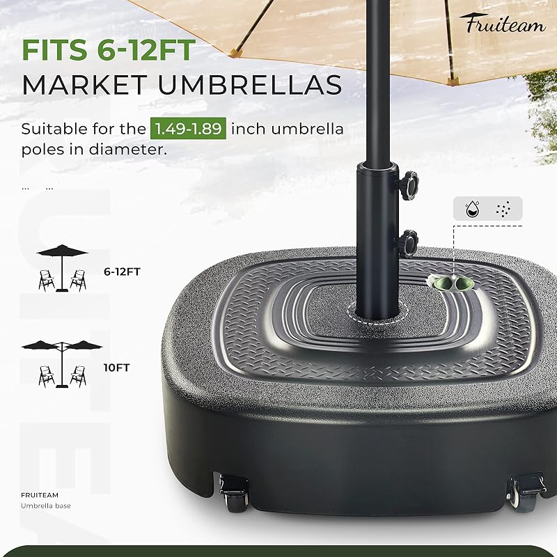 Base sombrilla móvil 154lb 4 ruedas resistente viento