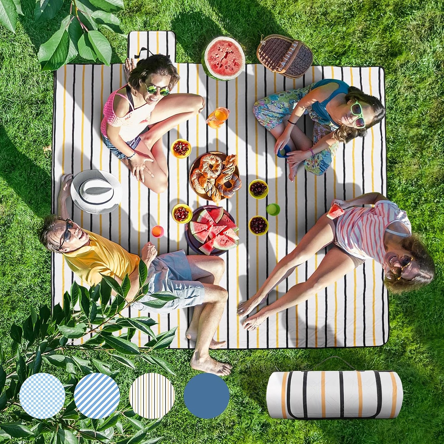 Manta picnic 80x80" impermeable plegable para 6-8 adultos