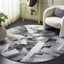 Alfombra redonda 6ft7pulg marfil y gris abstracta