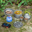 Kit utensilios cocina camping olla 2 tazas acero inox gris