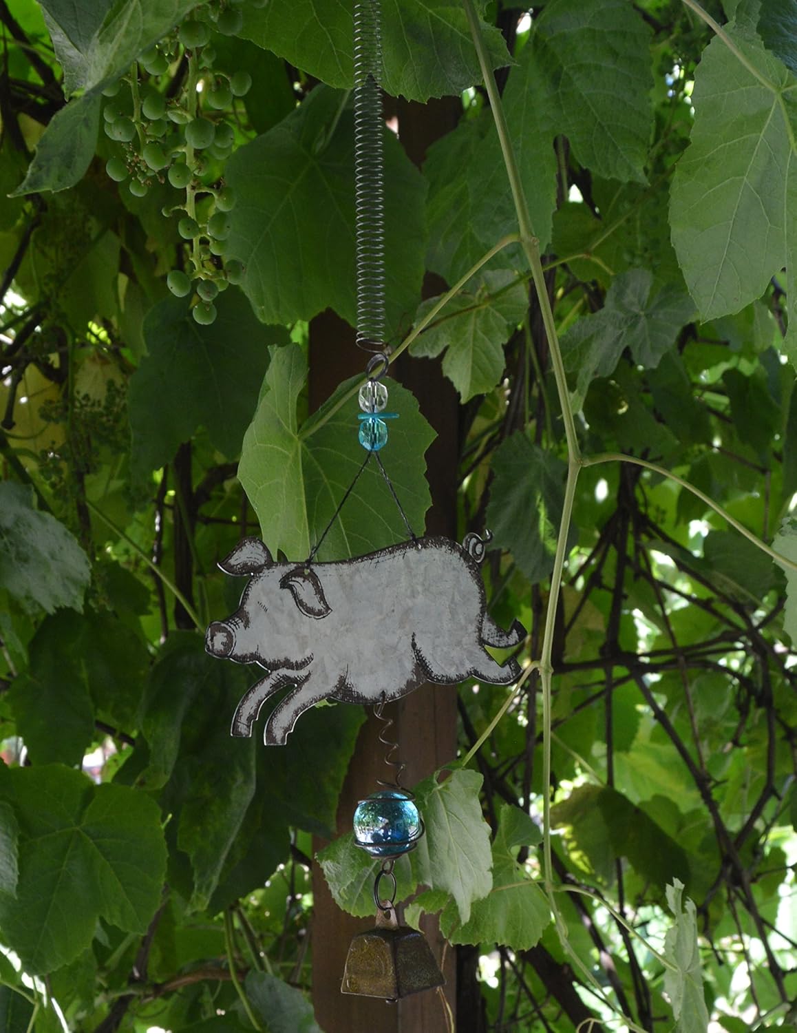 Decoración jardín cerdo con cencerro 11pulg
