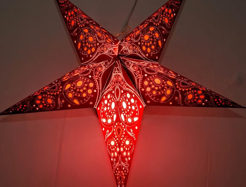 Farol estrella papel monarca color rojo