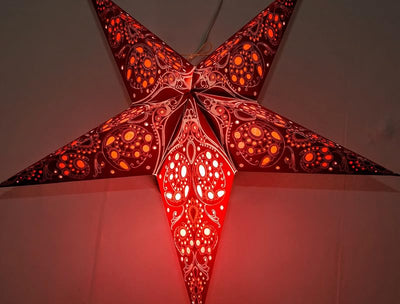 Farol estrella papel monarca color rojo