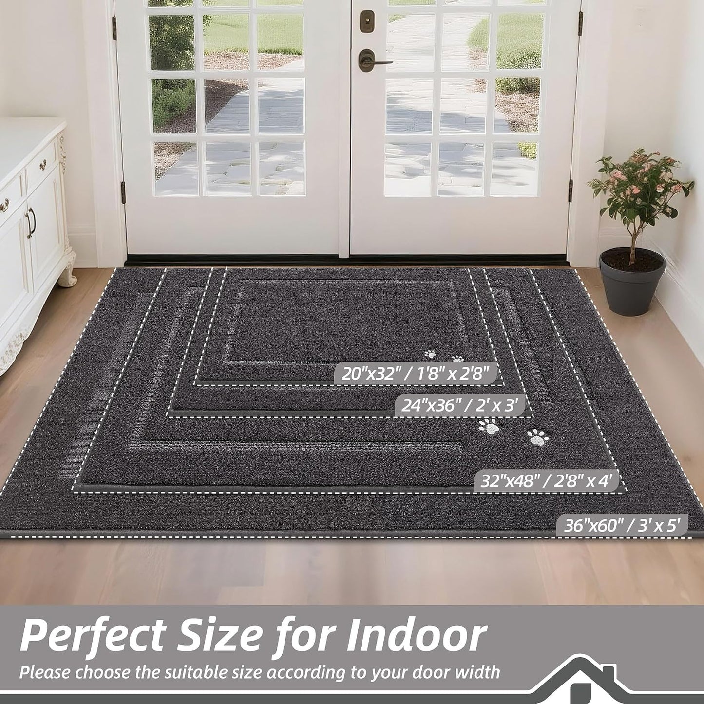 Tapete puerta perro 24x36pulg antiderrap absorbente lavable