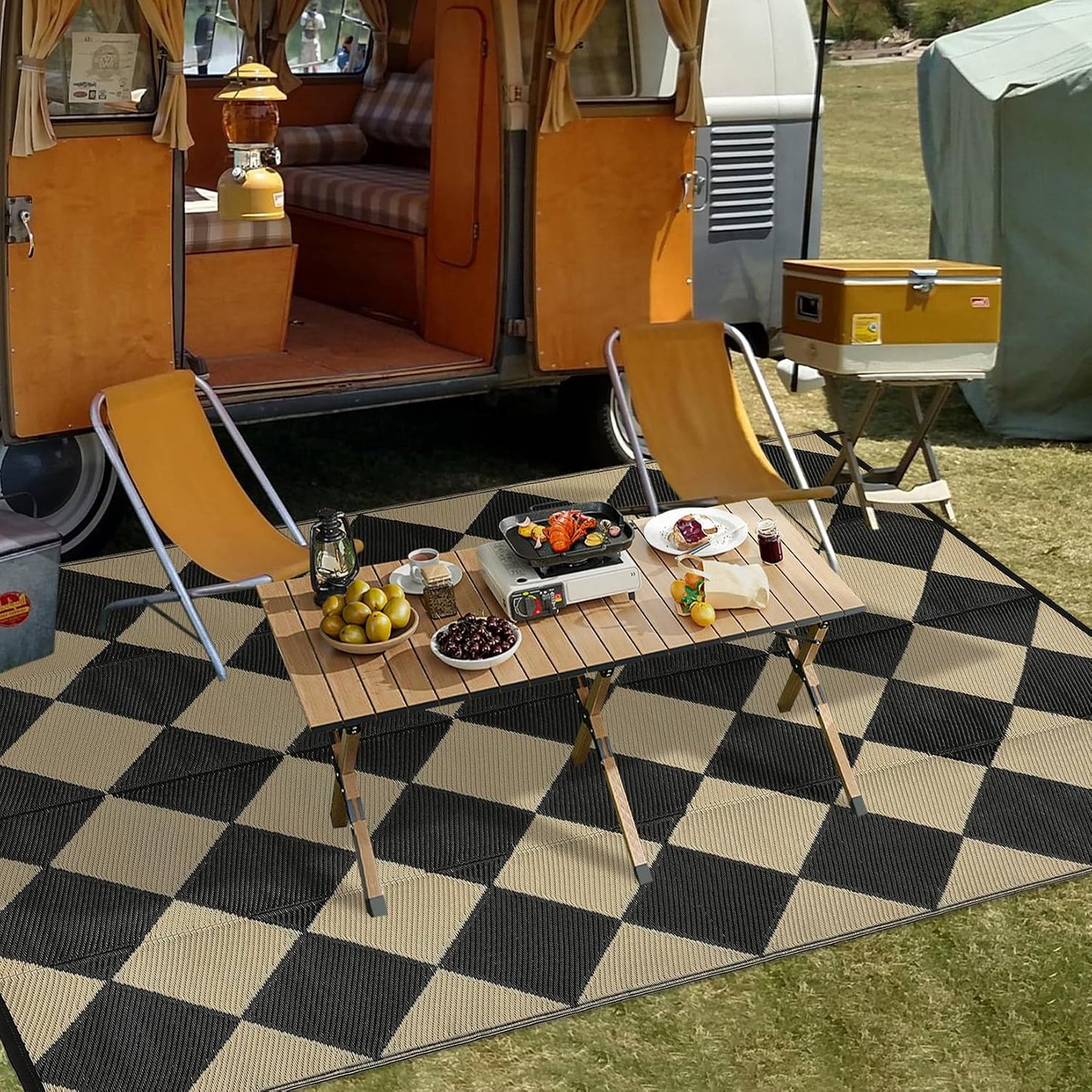 Alfombra exterior plástico paja impermeable camping