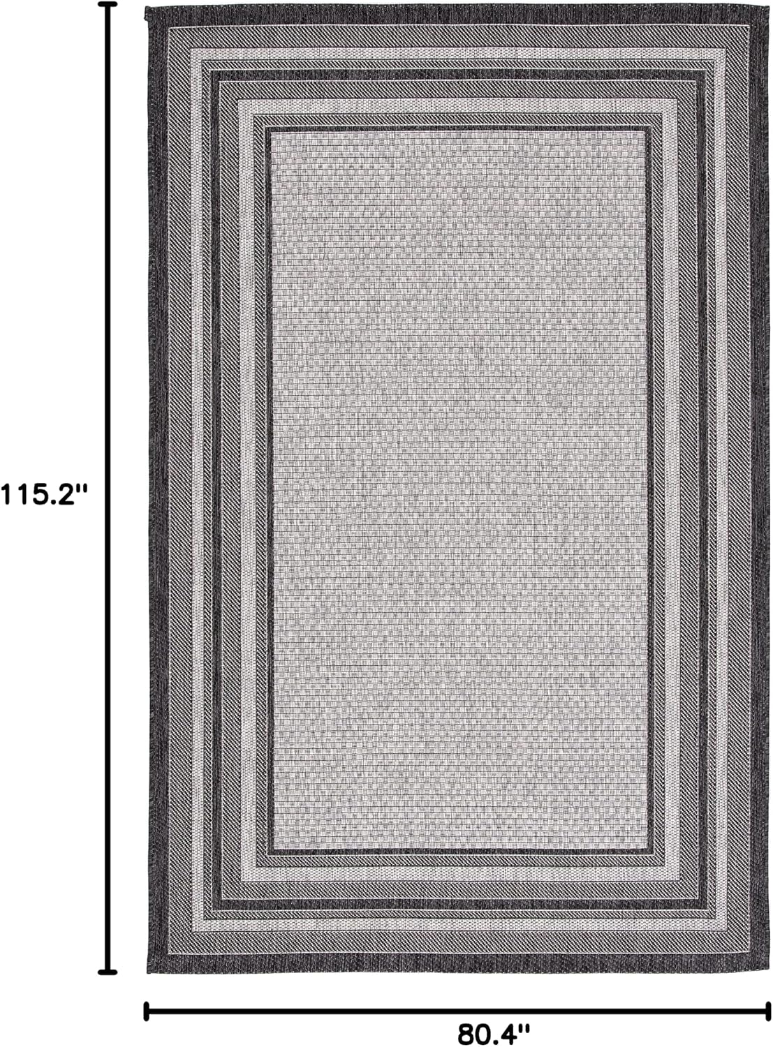 Alfombra patio 6'7x9'6 gris claro/negro impermeable