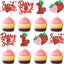 24 Pzas Decoración Cupcakes Fresa Roja Primer Cumpleaños