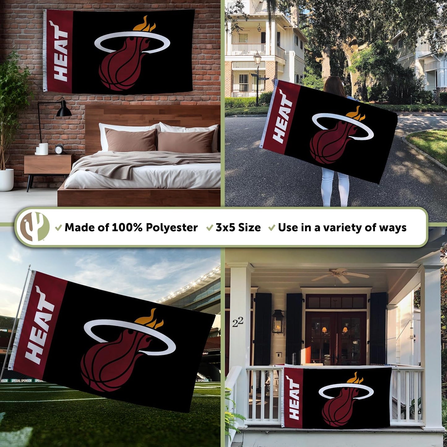 Banderas Miami Heat NBA 3x5ft poliéster interiores exteriores