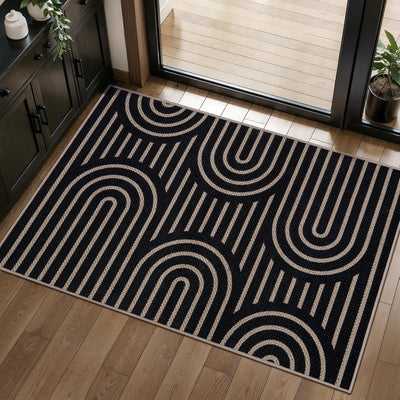 Alfombra yute exterior 2x3pulg antideslizante color negro