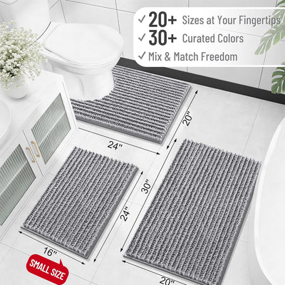 Alfombra baño felpilla 30x20pulg antideslizante gris