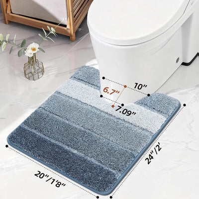 Alfombras inodoro forma U 24x20pulg antideslizante lavable azul