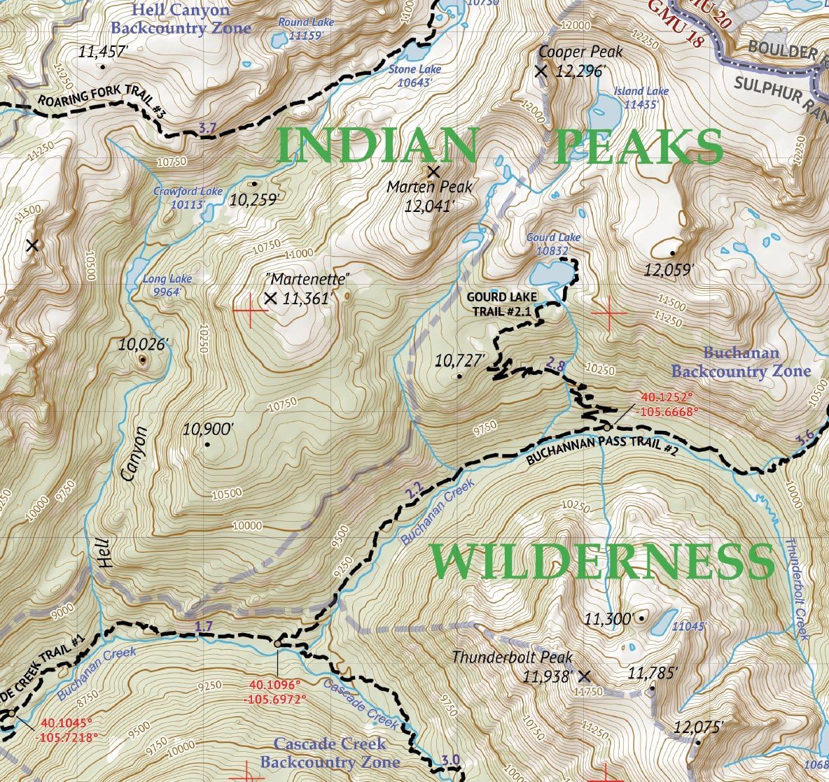 Mapas mochilero Denver Indian Peaks James Peak