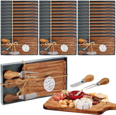 Tabla cuadrada acacia con cuchillo y tenedor 36 set