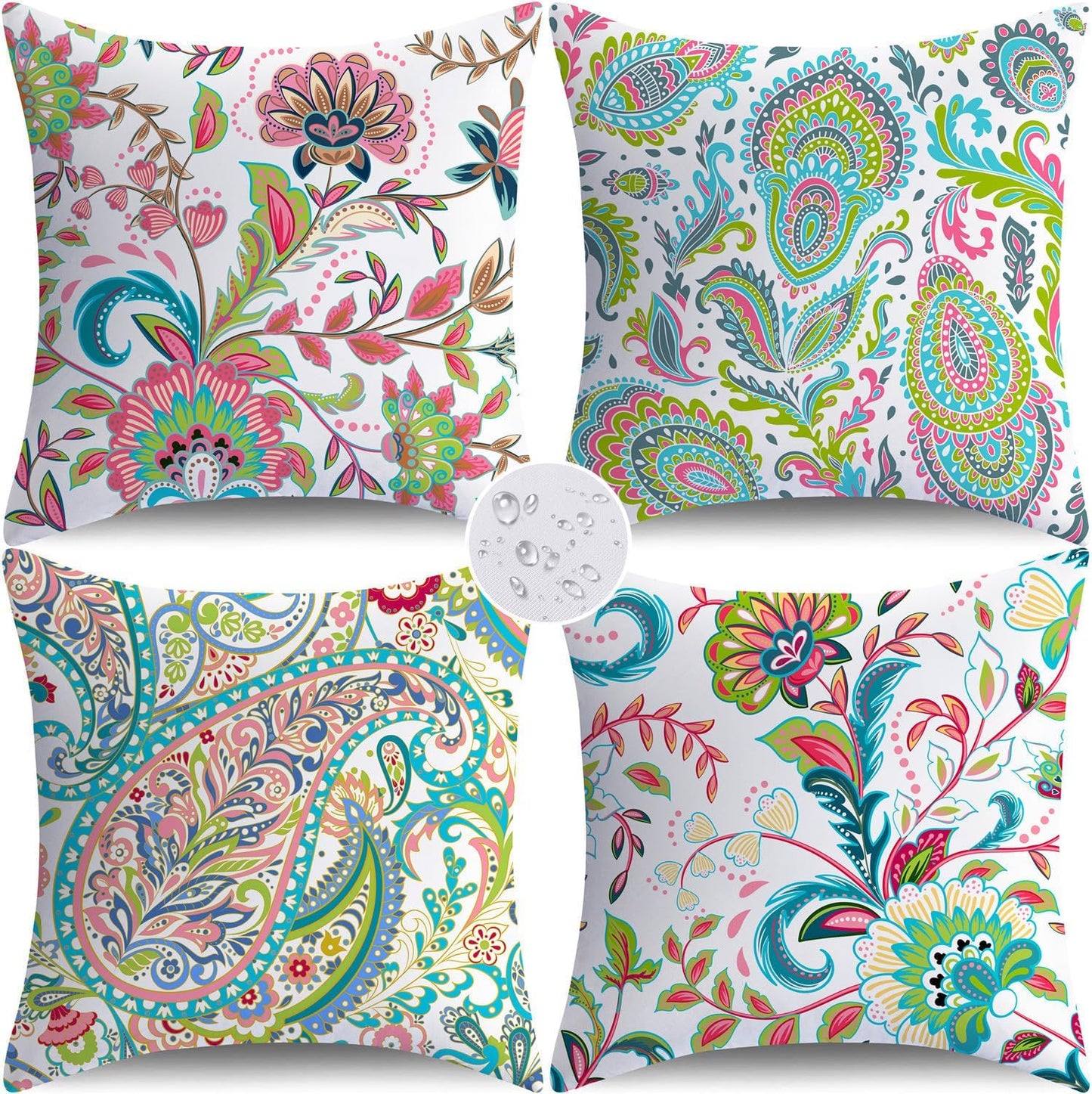 4 Pzas Fundas Almohada Impermeables 18x18" Florales