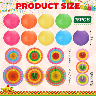 18 Linternas Papel Cinco de Mayo Decoración Fiesta