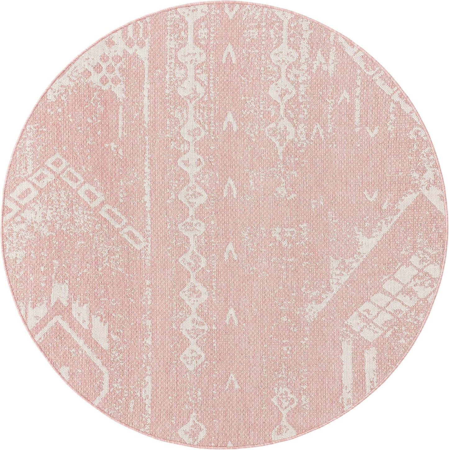 Alfombra área redonda rosa/marfil 6" 1ft