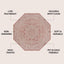 Alfombra octagonal 8ft texturizada rojo/taupe