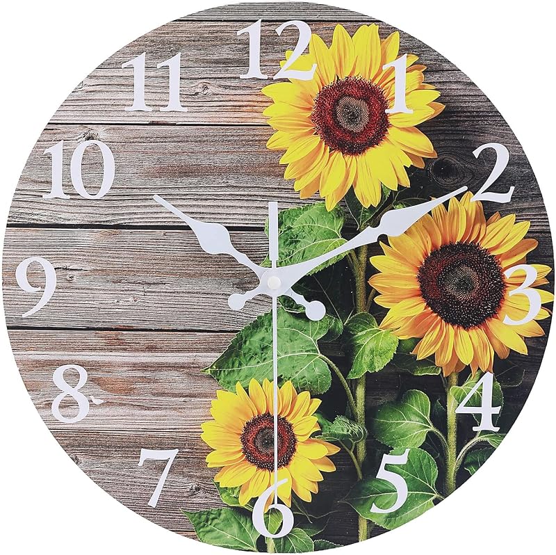 Reloj pared redondo girasol 14pulg silencioso sin tictac