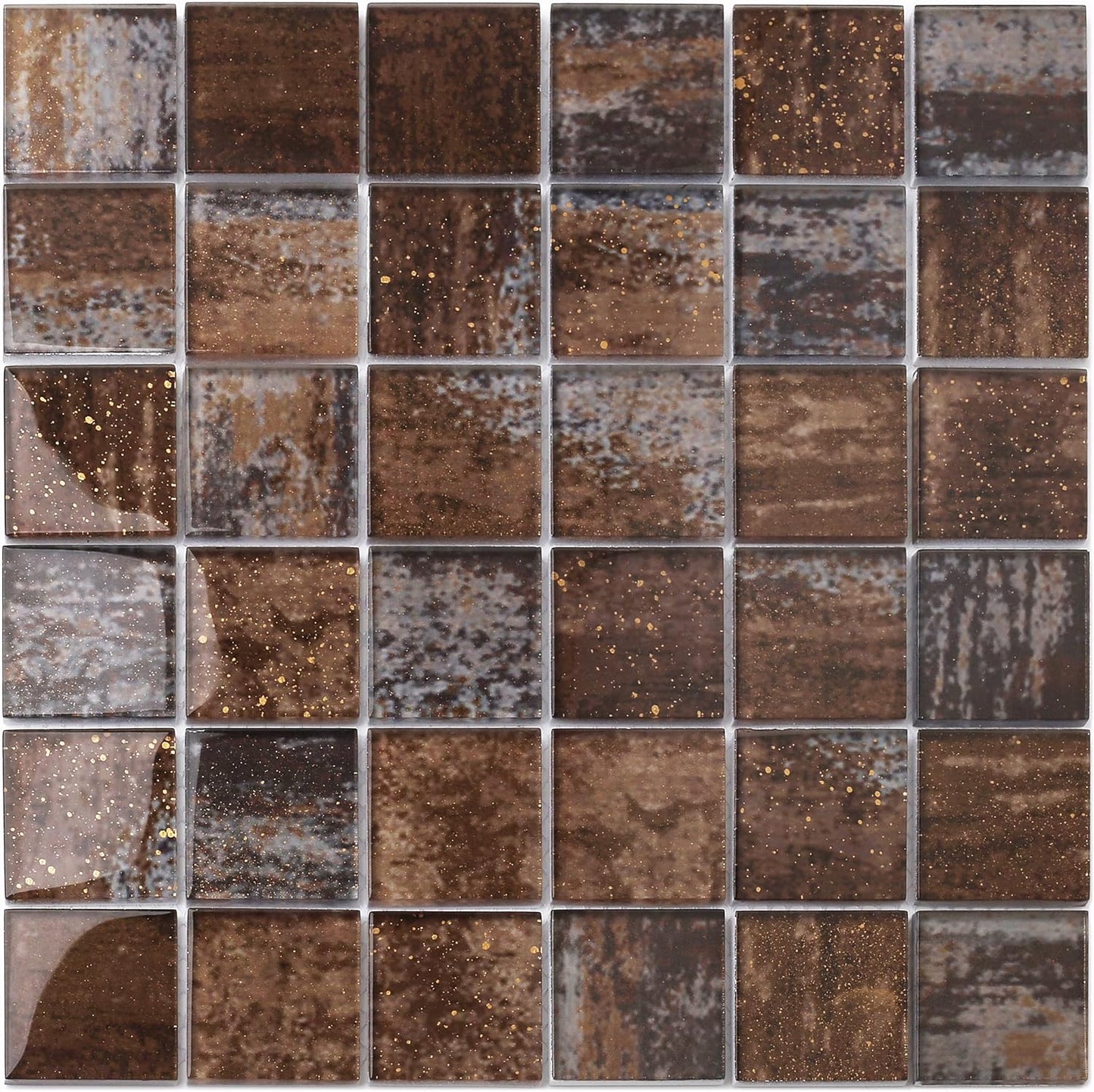 Azulejo vidrio salpicadero baño cocina bronce 2x2pulg 5