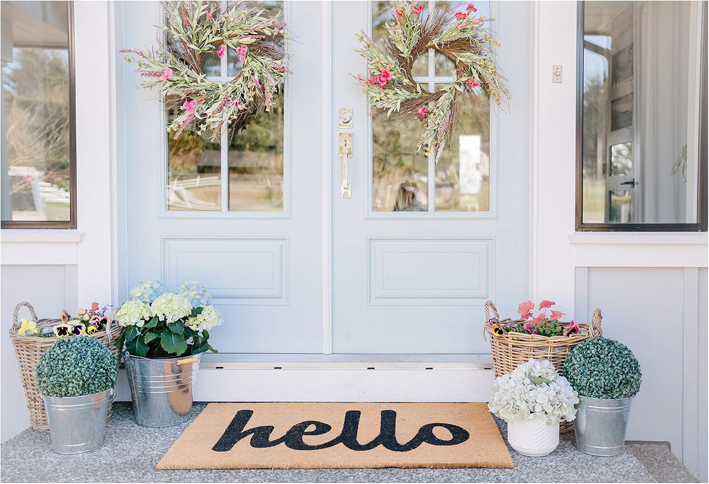 Felpudo Hello 17x29" color natural/negro