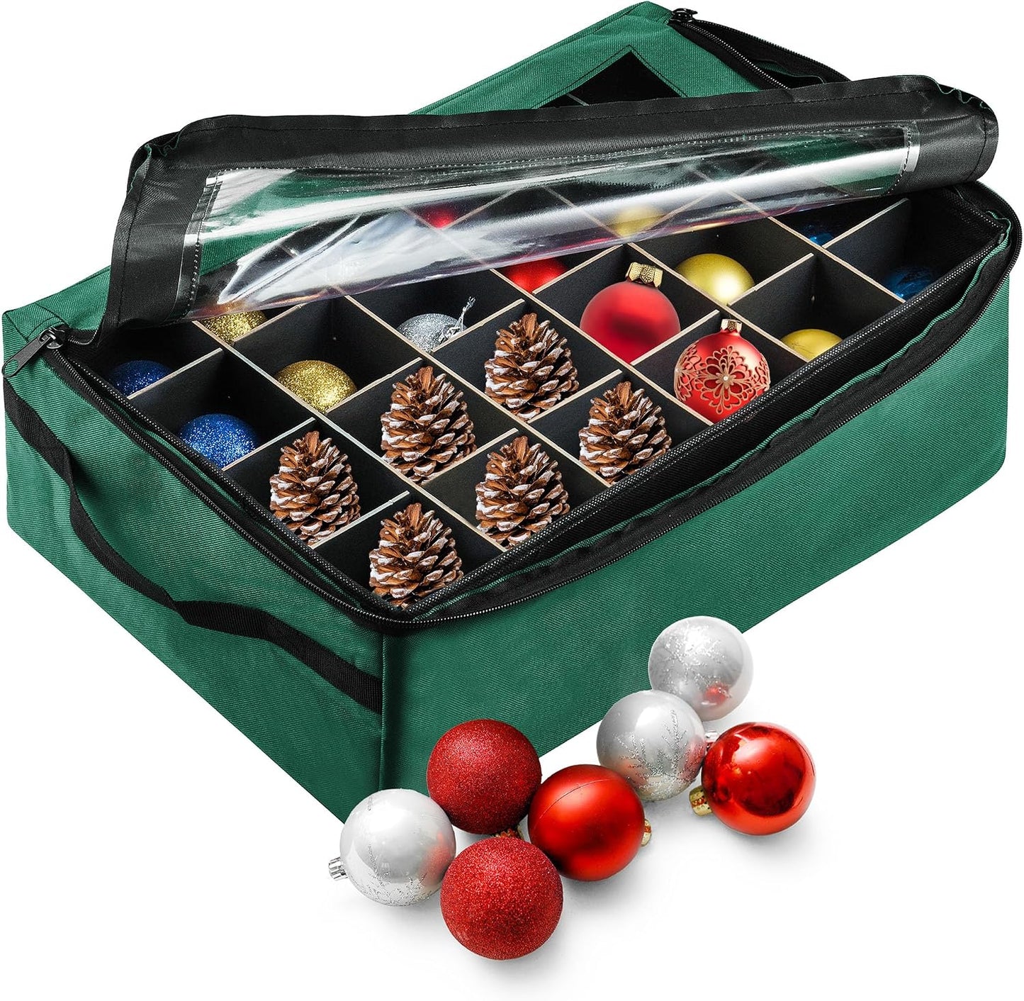Caja almacenamiento 48 compartimentos con cremallera verde