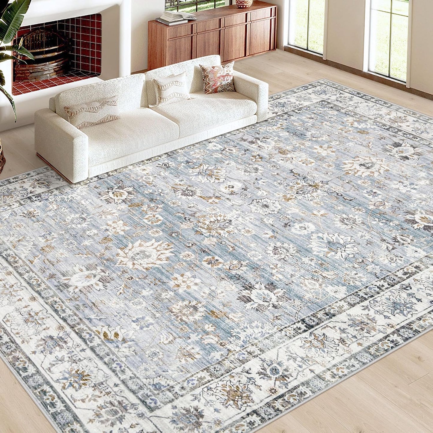 Alfombra 9x12ft vintage antiderrap para dormitorio cocina