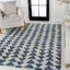 Alfombra marroquí triangular crema/azul 5x8ft contemporánea