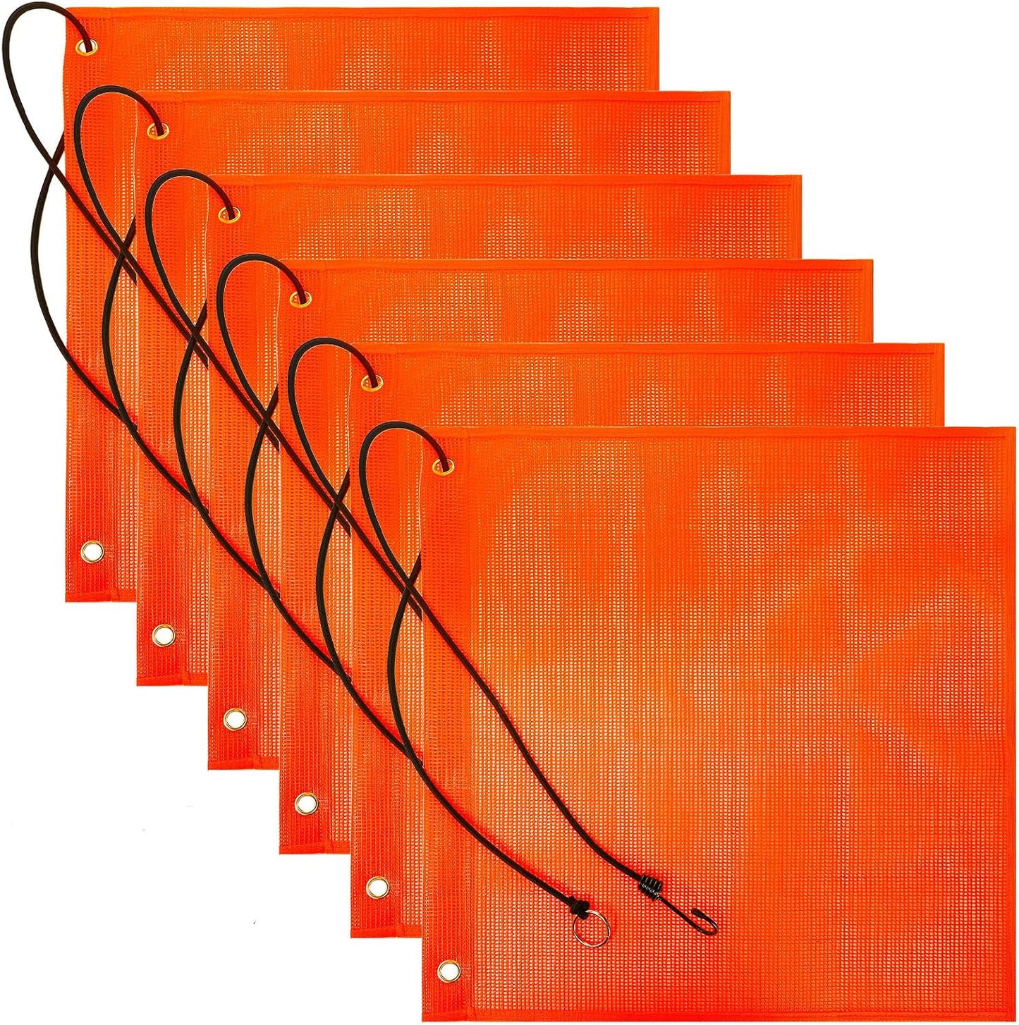 6 Banderas Seguridad Naranja 18x18pulg Camión Malla Resistente