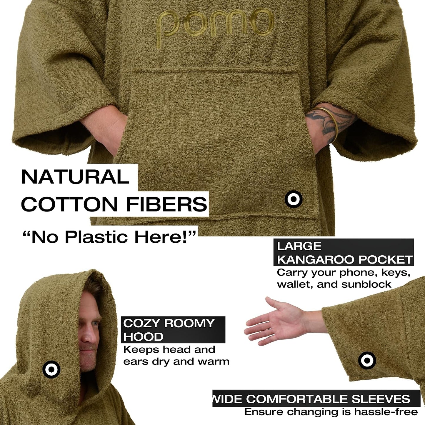 Poncho de surf unisex 100% algodón talla única para adultos