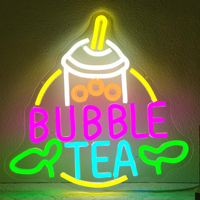 Letrero LED regulable té de burbujas decoración pared