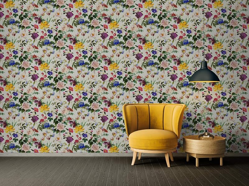 Papel pintado floral multicolor 396x20.87"