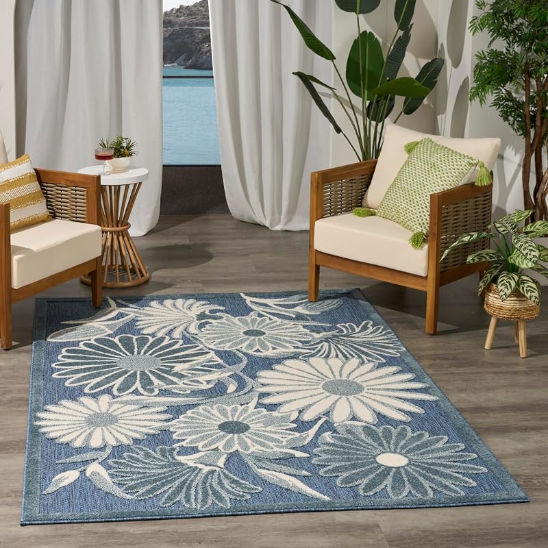Alfombra azul 5x8ft dormitorio sala comedor cocina