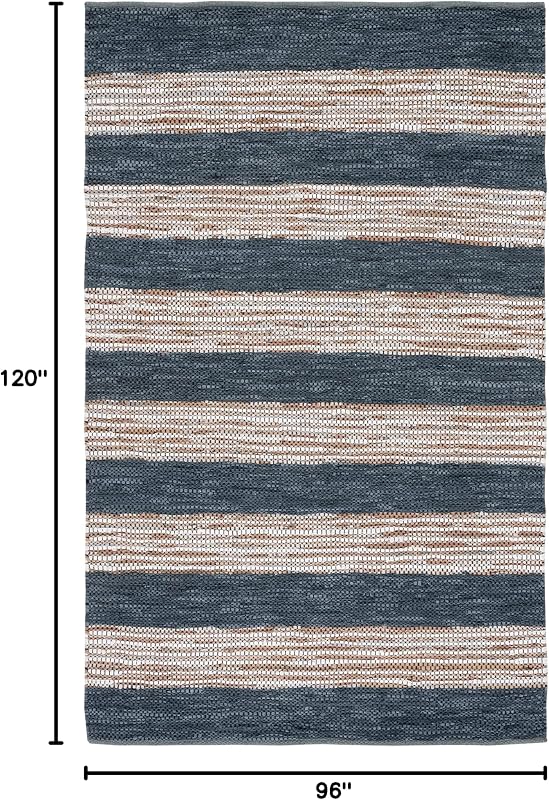 Alfombra 8x10" Vintage cuero gris rayas hechas a mano