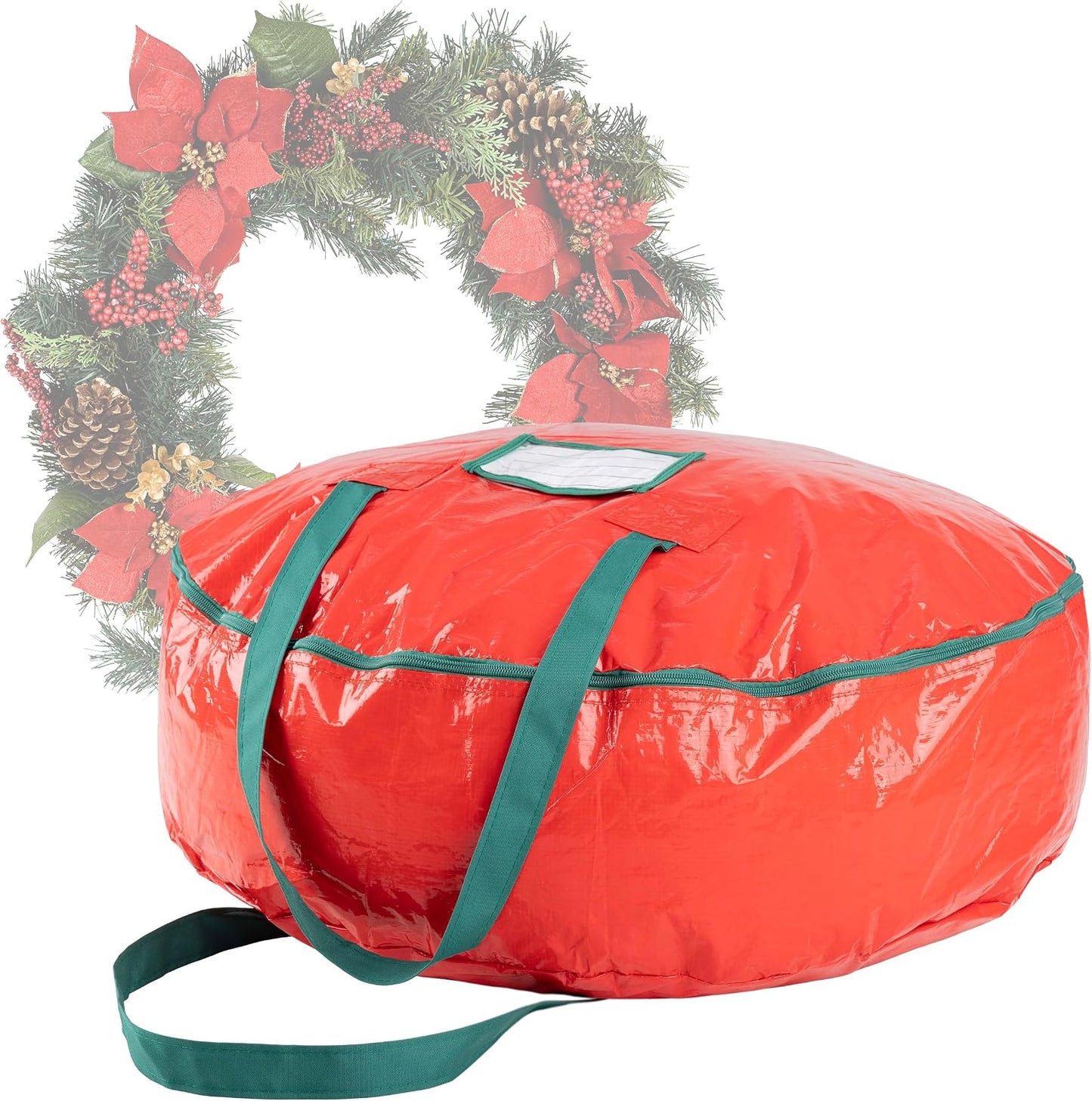 Bolsa almacenamiento corona Navidad roja 24"