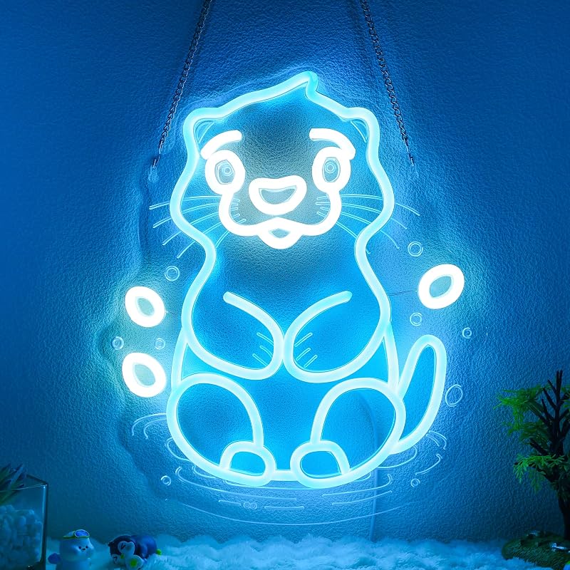 Letrero neón nutria decoración pared niños USB