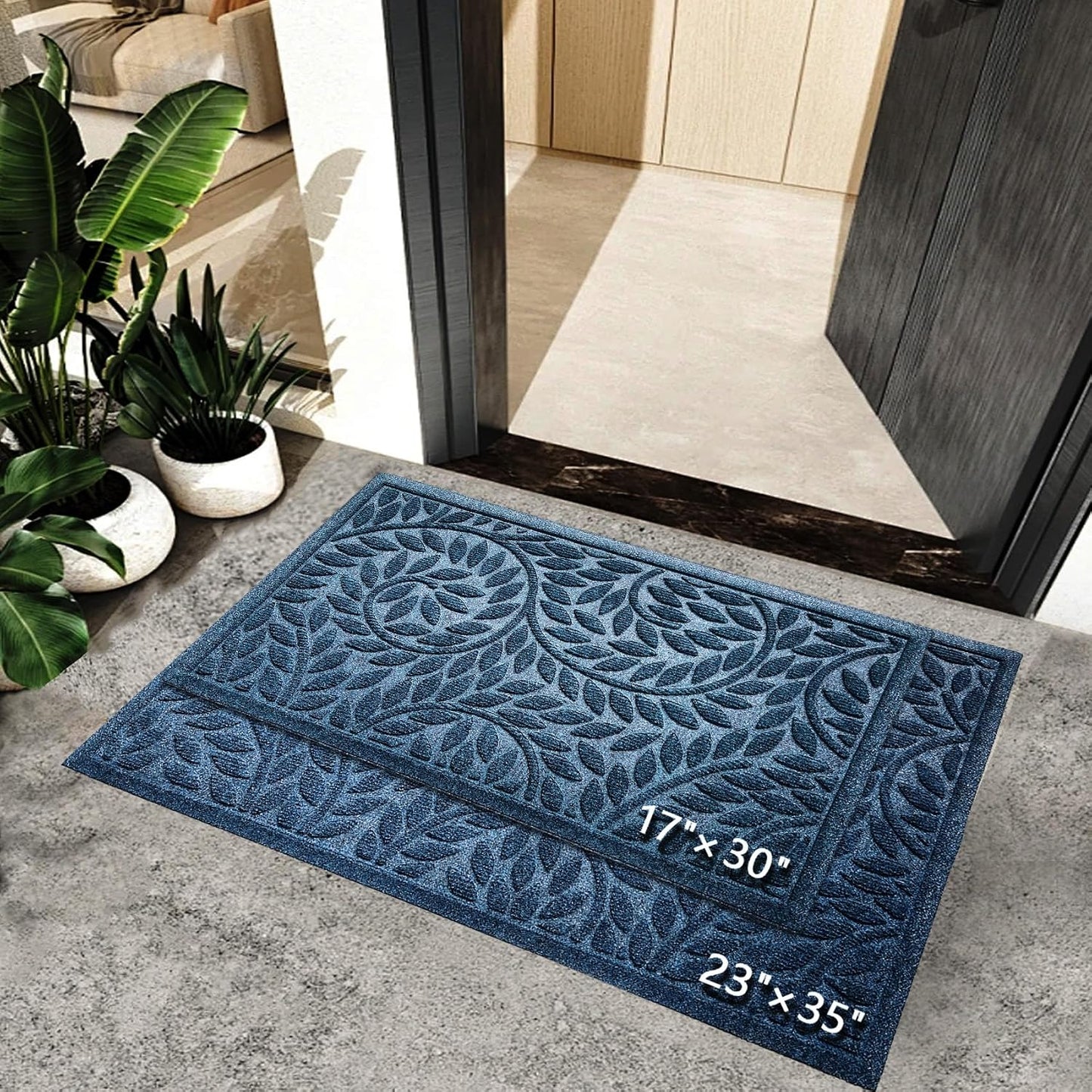 Tapete entrada puerta goma natural antiderrap 17x30pulg