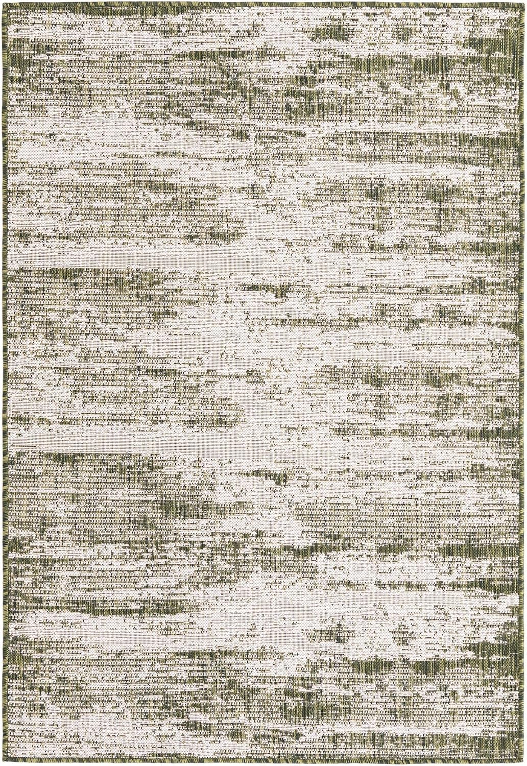 Alfombra rectangular 4x6ft color verde y marfil
