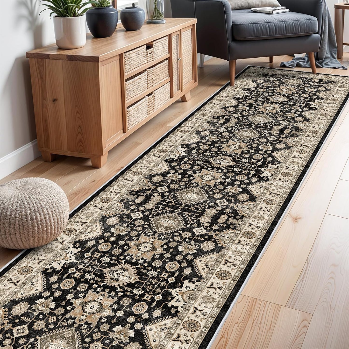 Alfombra pasillo 3x12pulg antiderrap goma negro