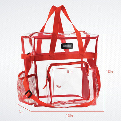 Bolsa mano transparente con bolsillos malla y cremallera