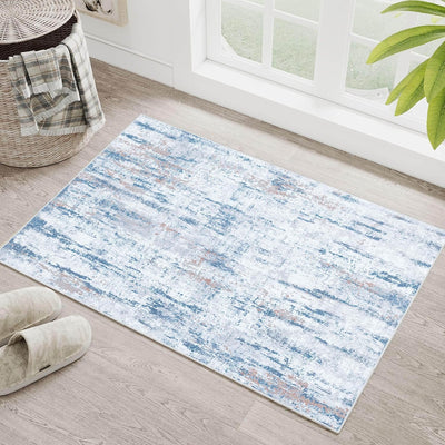 Alfombra lavable moderna antideslizante 2x3pulg gris azul