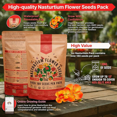 Semillas capuchina 1oz sin OGM para jardín casero