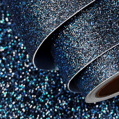 Papel tapiz 16x240" purpurina reflectante color azul marino
