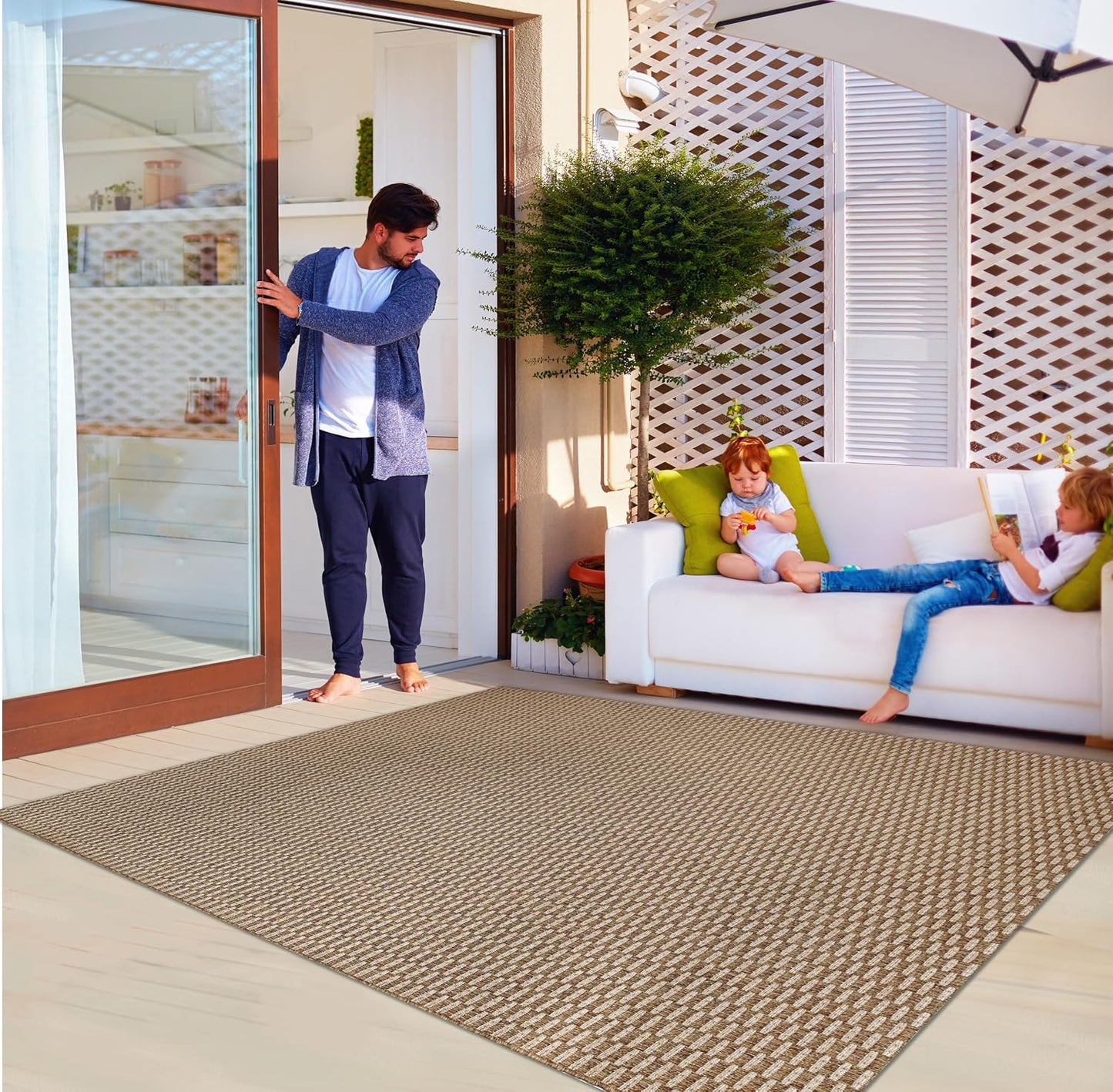 Alfombras tejido plano cuadrada 9x9 lavable uv estabilizada