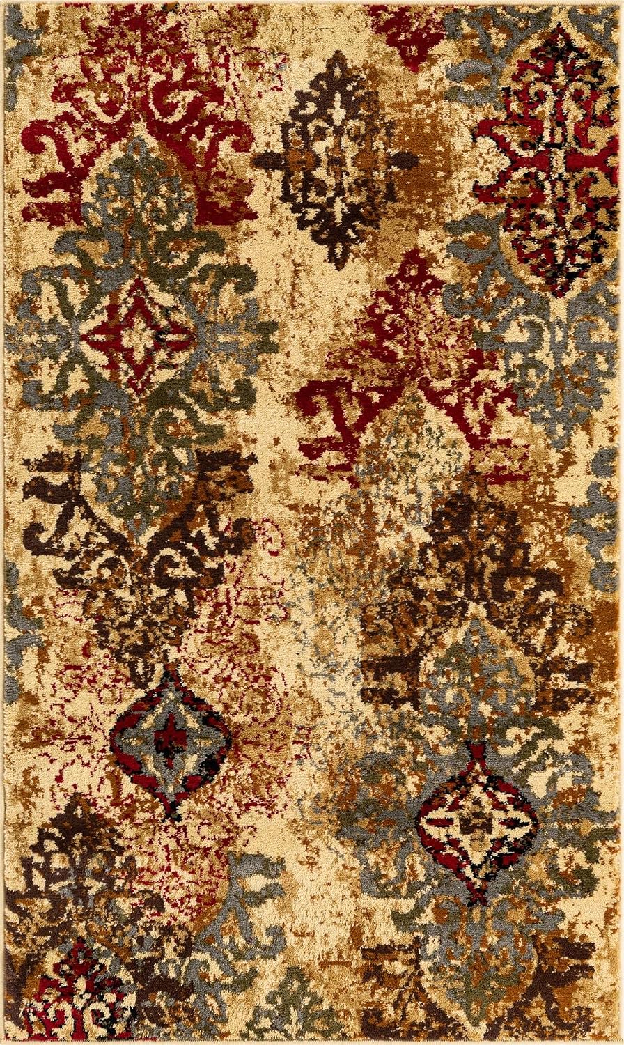Alfombra área rectangular 3x5ft beige/azul
